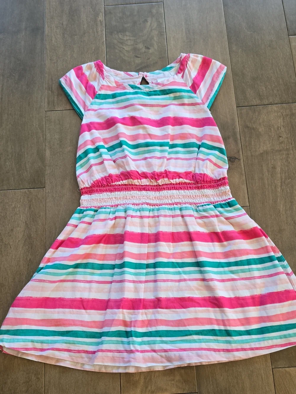 Gymboree Pink, Teal & White Striped Cotton Day Dress